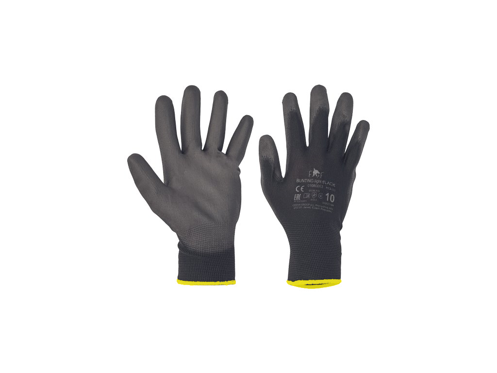 Pracovní rukavice BUNTING FF - černé, vel. 10 povrstvené Červa