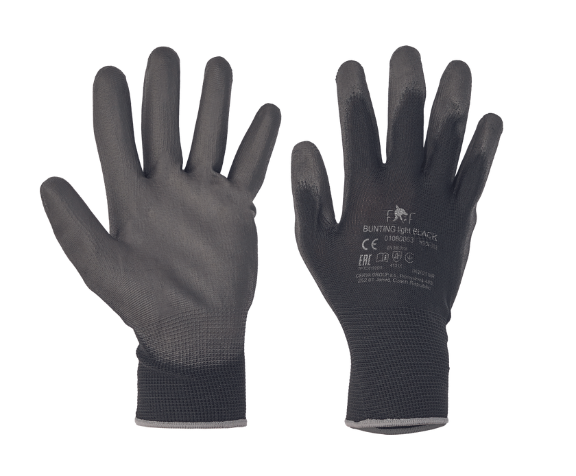 Pracovní rukavice BUNTING FF - černé, vel. 9 povrstvené Červa